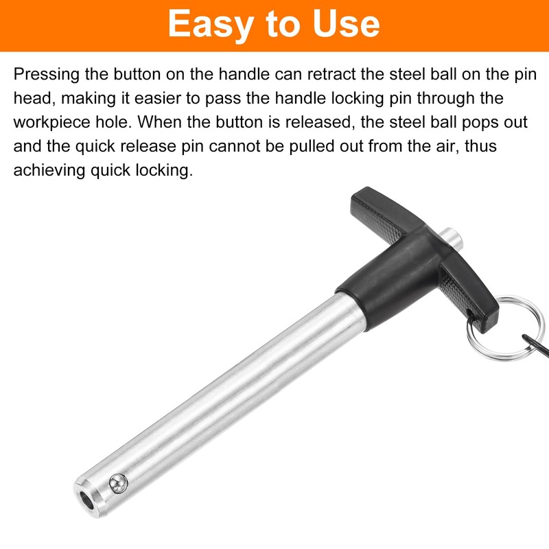 sourcing map 2Pcs T Handle Quick Release Pin, 1/2"x3-9/16" 304