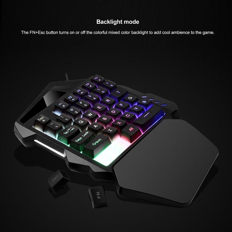 One Handed Gaming Keyboard 35 Keys Portable Gaming Keypad Backlight