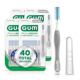 GUM Proxabrush Go-Betweens - Extra ancho - Cepillos interdentales - Púas dentales de cerdas suaves para quitar la placa - Seguro para aparatos ortopédicos y dispositivos dentales, 10 unidades (paquete