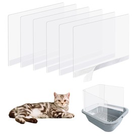 6 Pcs Cat Litter Box Splash Guard Pee Shields - Anti-Splashing Reusable High Sided Cat Toilet Training Kit for Open Top Litter Pan
