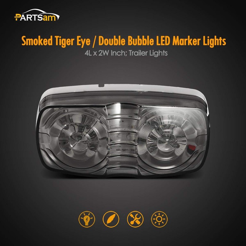 Partsam 14x Red/Amber Double Bullseye led Light Side Marker Clearance
