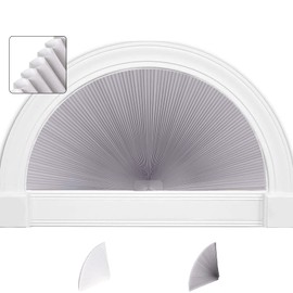 SEEYE Arch Window Shades, Light Filtering Pleated Fabric Blind (Radius: 36'') Half Circle Cellular Cordless Semicircular Blinds with No Tools, Half-Round Shade Easy to Cut and Install