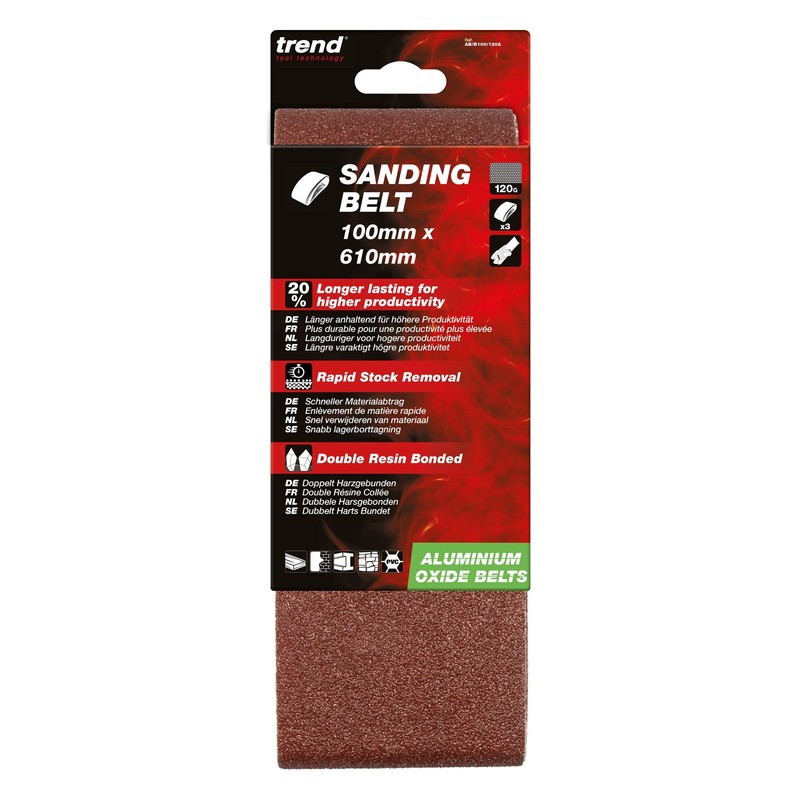 Trend Aluminium Oxide 100 x 610mm 120 Grit Abrasive Sanding