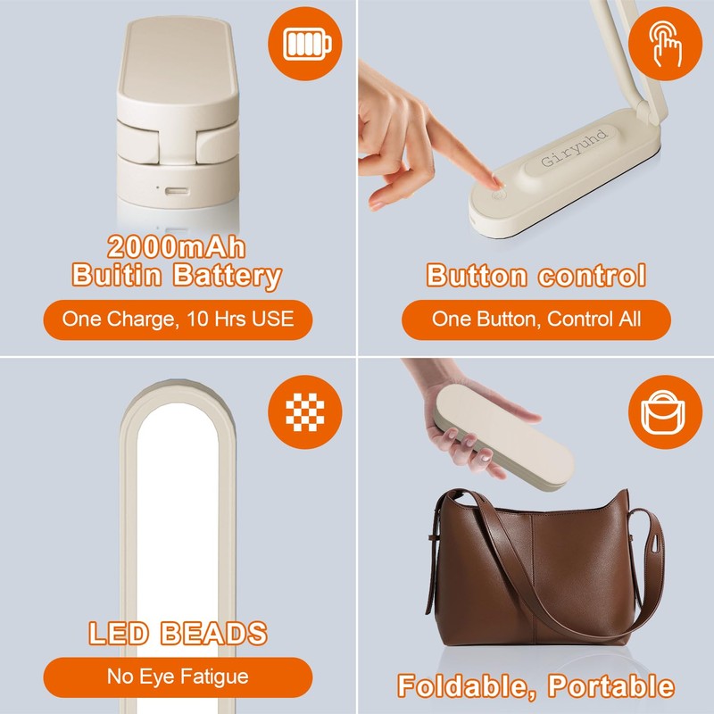 Giryuhd LED Desk Lamp for Office Home & Battery Operated