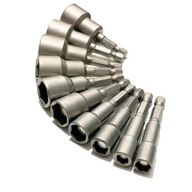 Socket Bit Set, Compatible with Makita and High Koki, 10 Pieces, Impact Driver, Adapter, Wrench Socket, 0.25 inch (6.35 mm), 1/4 inch, Hex Shaft, Hex, Magnet, 0.2 - 0.7 inches (6 - 19 mm), Box