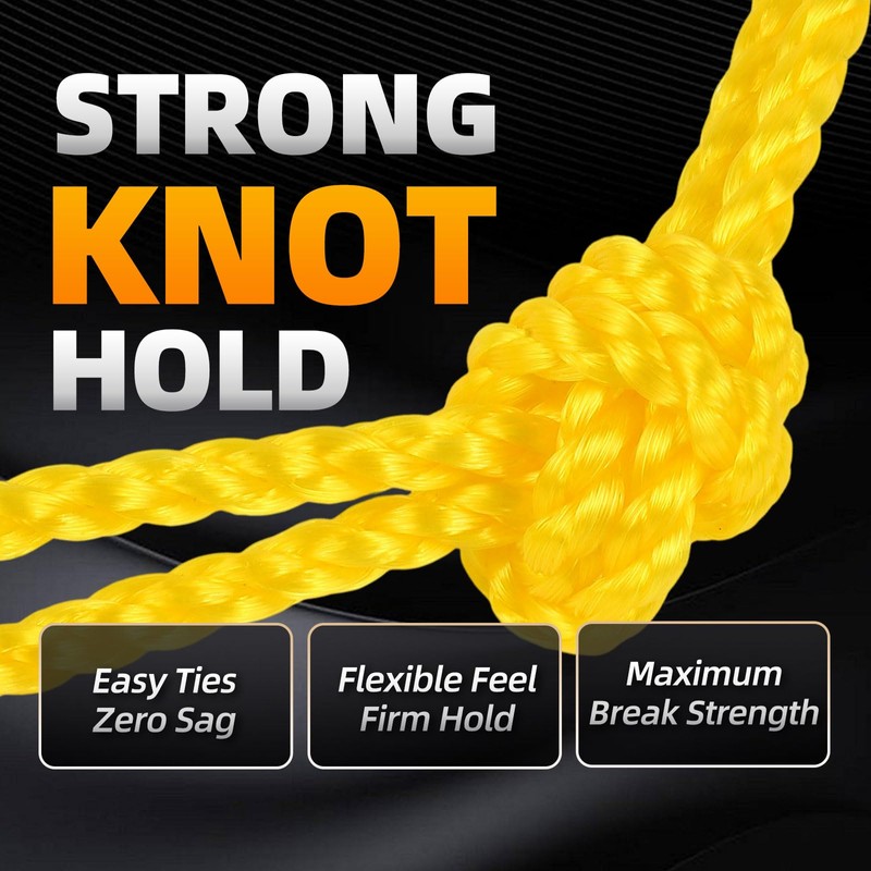 Polypropylene Rope - Bright Yellow, 1/4" x 100ft - All-Purpose
