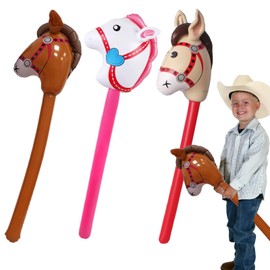 FUIPVGI Inflatable Horse Stick,Inflatable Horse Toys, Inflatable Horsehead Stick Balloons Pony Stick,Christmas Horse Themed Birthday Party Props Inflatable Horse Costume Sticks