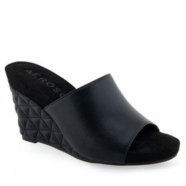 Aerosoles Women's Pierce Wedge Sandal, Black PU, 6.5 Wide