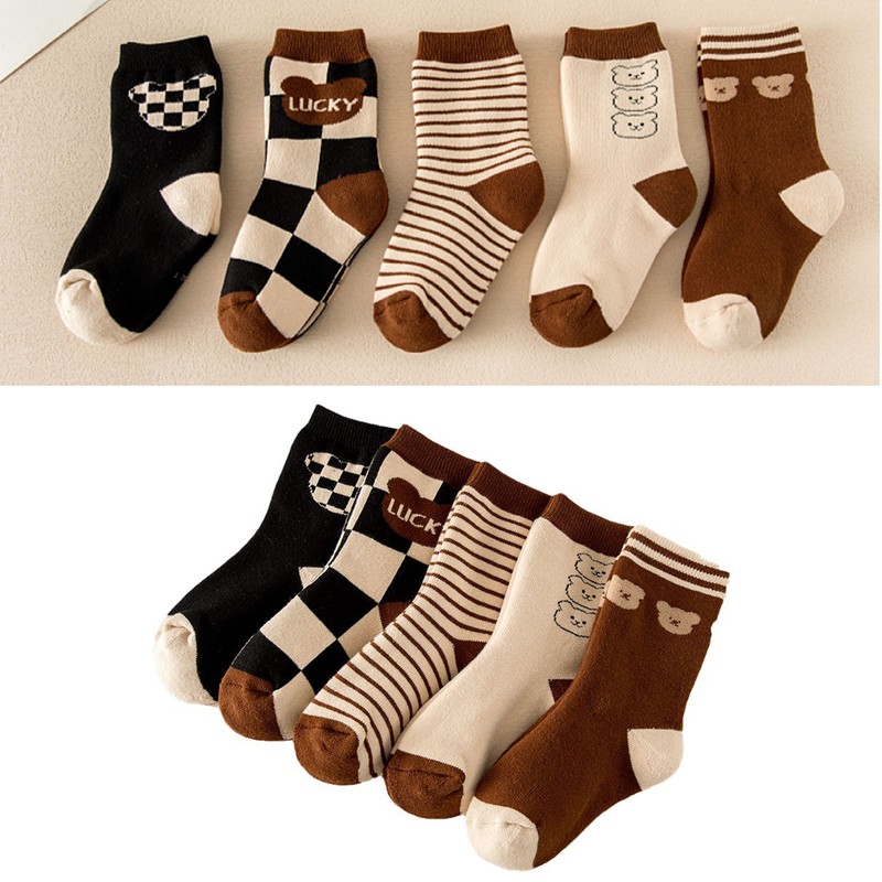 Children Socks Mid Calf Combed Cotton Thickened Cartoon Pattern Toddler