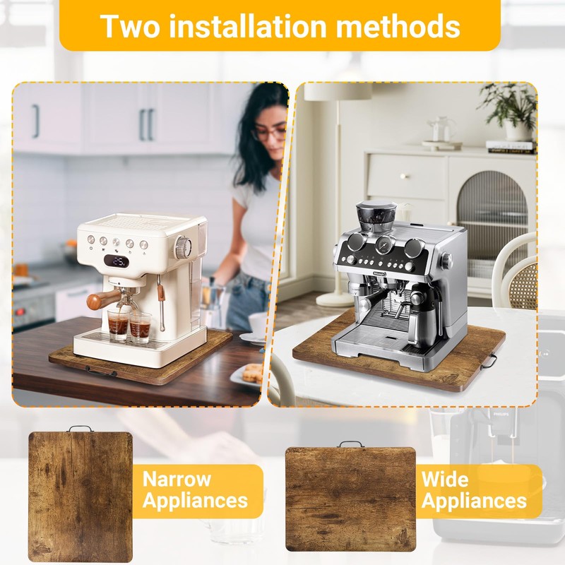 360° Rotatable Sliding Tray for Kitchen Appliances, Wooden Sliding Tray