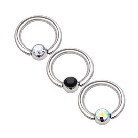 KJM Fashion Surgical Steel BCR 1.2 mm 16 g 6 mm 1/4 3 mm Crystal Ball Septum Daith Cartilage Nose Earrings Septum 1335 Pack of 3, Implant steel