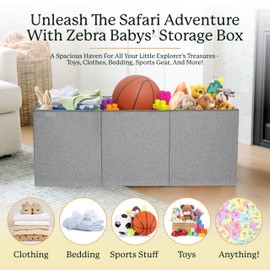 Zebra Baby Toy Storage Organizer for Kids and Toddlers, 40" x 13.5" x 16.5" - Large Collapsible Toy Chest for Living Room - Box, Bin, Organizer for Boys and Girls, Extra Big