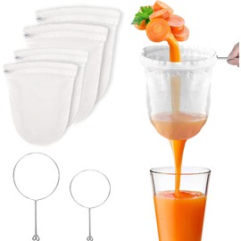 Pack of 4 Nut Milk Bags, Nut Milk Bags Straining Cloth Reusable Nylon Material Cheesecloth Nut Milk Bags Organic Washable for Vegan Nut Milk & Almond Milk