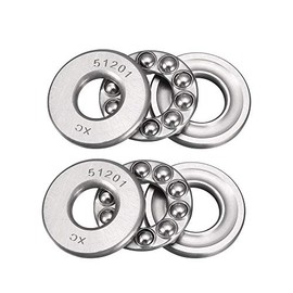sourcing map 2 pieces miniature thrust ball bearings 51201 12 mm x 28 mm x 11 mm chrome steel with washer