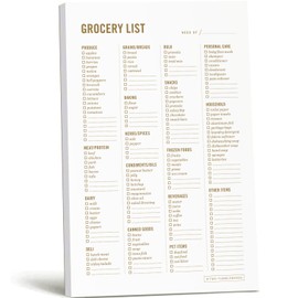 Grocery List Magnet Pad for Fridge - 6 x 9" - Grocery Shopping Checklist Notepad with Categories - 50 Sheets