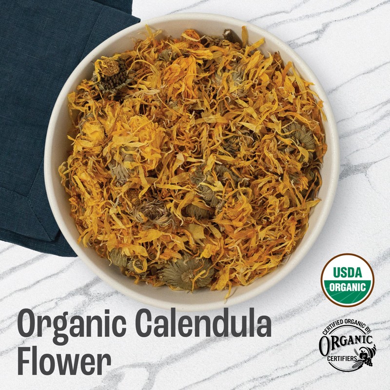 J Mac Botanicals, Organic Calendula Flower (4 ounce), whole dried