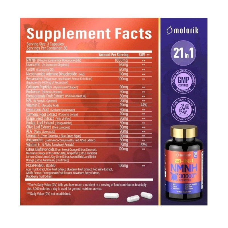 Molorik NAD+ Support, Supports Healthy Aging Cellular Energy & Immune