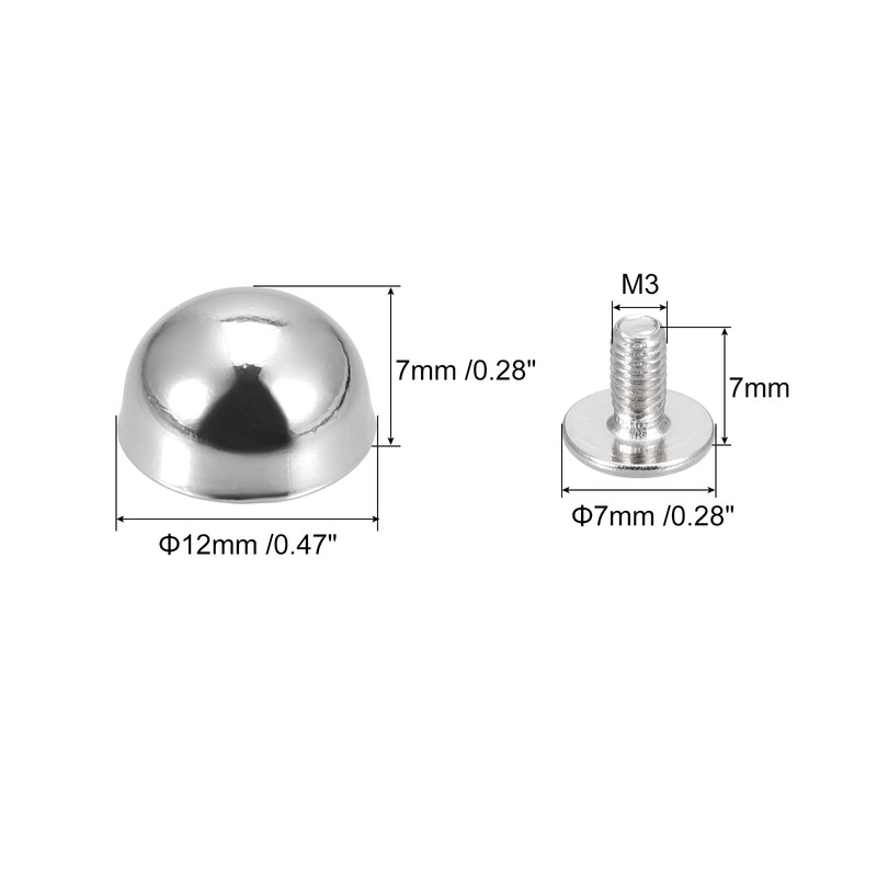 sourcing map 12x7mm Screw Back Rivets Hollow Round Head Leather