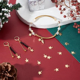 UNICRAFTALE Pack of 50 Golden Star Pendants 304 Stainless Steel Star Charms 1.2 mm Small Star Pendant Metal Christmas Star Jewellery Pendant for Bracelet Necklace Jewellery Making 10 x 8 x 1 mm,
