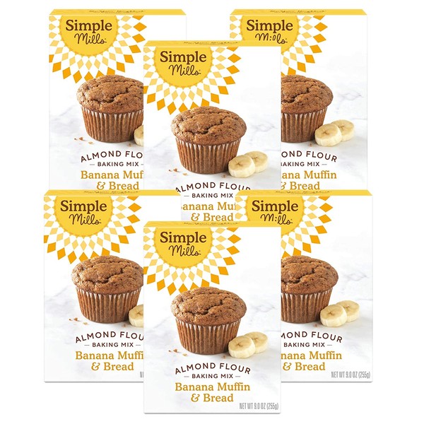 Simple Mills Almond Flour Baking Mix, Gluten Free Banana Bread Mix, Muffin Pan Ready, Made with whole foods, 6 Count (Packaging May Vary)