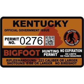 Kentucky KY Bigfoot Hunting Permit 2.4" x 4" Sticker