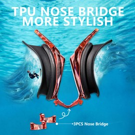 Airoads Shortsighted Swim Goggles Leakproof Anti-Fog UV Protection Swimming Goggles Designed for Nearsighted Adults Women Men and Youth with 3 Adjustable Nose Bridges (Black & Red, -4)