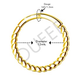 OUFER Helix Earring Hoop 14K Solid White/Yellow Gold Daith Tragus Helix Cartilage Earring 16G Septum Piercing Hinge Segment Rings Hoop