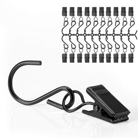 CattleyaHQ Shower Curtain Clips With Hook,Pack Of 40 Pieces,Ideal For Curtain Hook Hanger,Curtain Clips,Garden String Light Hanger Or Party Lights Clips,Photos Clips-Black