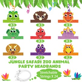 24 Sombreros de Fiesta de Cumpleaños de Dinosaurios Favor de Fiesta de Dinosaurio Diadema de Dinosaurios Corona de Fiesta de Papel de Dinosaurio Decoración Temática de Dinosaurios