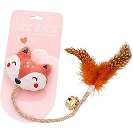 BWESOO Pink Foxes Interactive Toys for Cats, Play Cat Toy Cat Toy Bell Design Anti-Scratch Linen Rope Cat Catnip Plush Toy for Indoor Cat and Kitten Exercise - Foxes Catnip Toys