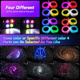 4 Colors 32W Twinkle Car Starlight Headliner Kit 500pcs*0.03in*13.1ft with APP&RF Remote, RGBW Fiber Optic Strands Star Roof Lights,4 Port Engine Sound Activated Ceiling Star Lights for Home/Car Decor