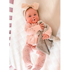 Owlivia Organic Cotton Baby Pajamas, Boys Girls Zip Front Sleep 'N Play, Footed Sleeper, Long Sleeve(3-6 Months, Pink Rabbit)