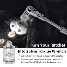 FIRSTINFO F3216CC 3/8" Drive 25Nm Engine Oil Filter Cap Wrench Torque Limited Adapter, Turn Traditional Ratchet Wrench To 25Nm Torque Limited Wrench