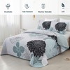 3 Pieces Floral Quilt King Size - Elegant Grayish Blue