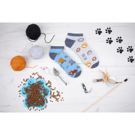 Spox Sox Low Unisex Multicoloured Trainer Socks for Individualists, Cats