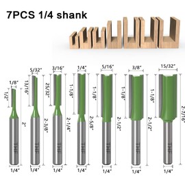 TXHF 7 Pieces 6 mm Shank Straight Milling Cutter Set Wood Cutter Router Bit Router Bit Groove Cutter Wood Cutter Milling Cutter - 3 mm, 4 mm, 5 mm, 6 mm, 8 mm, 10 mm, 12 mm