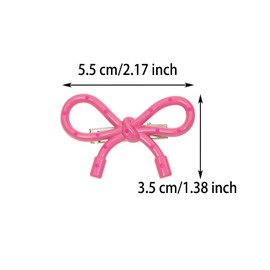 Penta Angel Small Bow Hair Clips 6Pcs Resin Bowknot Hair Pin Clips Coquette Party Accessories for Women (Rose Red)