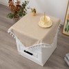 YZKITM Small Square Tablecloth Solid Beige Fabric Tassel Bedside Table