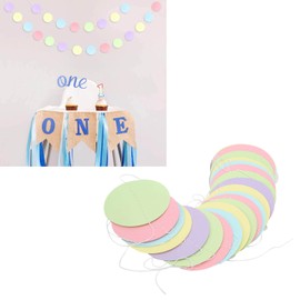 Rainbow Circle Dots Hanging Garland Kit, Pastel Colors, Birthday Wedding Baby Shower Party Decorations, Photo Booth Backdrop, 5 Pieces