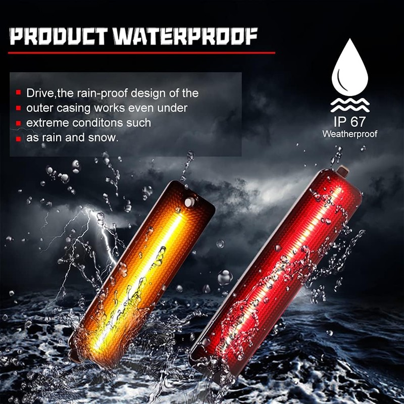 KENRTIR Smoked Lens Amber/Red LED Side Marker Light Kit Compatible