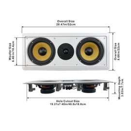 Acoustic Audio HD-6c In-Wall 6.5" Center Channel Speaker In Ceiling 350 Watt,White