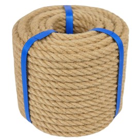1/2 Inch Natural Jute Rope, 165 Feet Thick Hemp Rope, 4 Strands Twisted Manila Rope for Crafts, Cat Scratching Post, Gardening, Home Decorating, Indoor/Outdoor Use