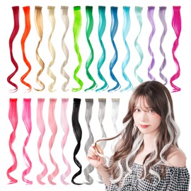 Classe One-touch Curl Extensions, Set of 4, Solid Color, Curly Hair, Easy Extensions, Blue A