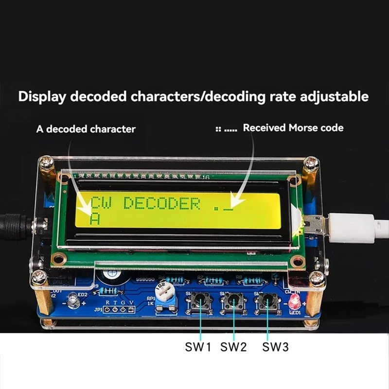 Comphic Upgraded CW Morse Code Decoder Finished +Case+Button Kit with