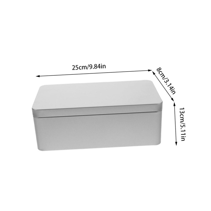 WOONEKY Rectangular Tin Box with Lid Versatile Tinplate Storage for