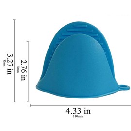 Silicone Mini Oven Gloves Potholder, Heat Resistant Pinch Oven Mitts Pot holder for Kitchen Cooking & Baking, Blue (2 Pack)