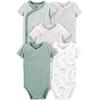 Simple Joys by Carter's Baby 5-Pack Short-Sleeve Bodysuit, Green/Grey Forest