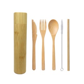 Bamboo Travel Cutlery Set with Storage Tube
