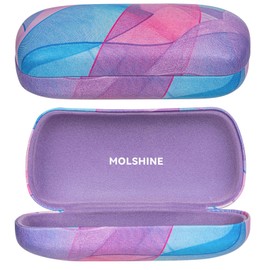 molshine Hard Shell Sunglasses Case, Classic Large Glasses Case for Sunglass, Eyeglasses with Cleaning Cloth (Pink)