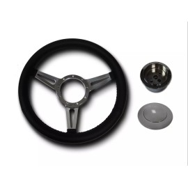 ACC 14" Billet Black Wrap Custom Steering Wheel Hub & Horn Button Street Hot Rod